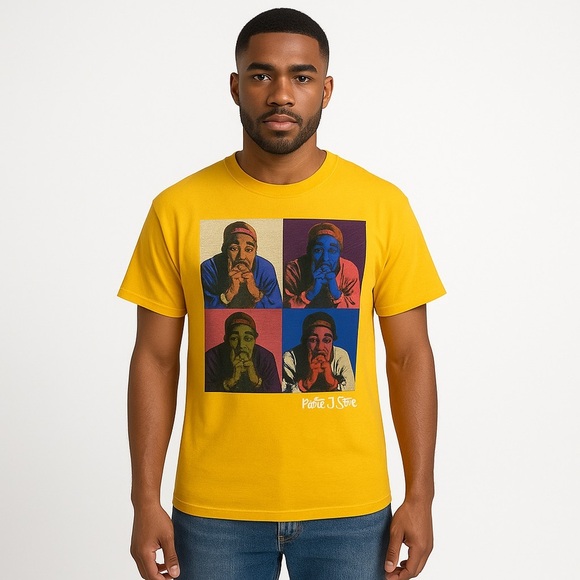 Poetic Justice Tupac Pop Art Graphic Tee 100% Cotton Retro Streetwear M Yellow - Picture 2 of 8